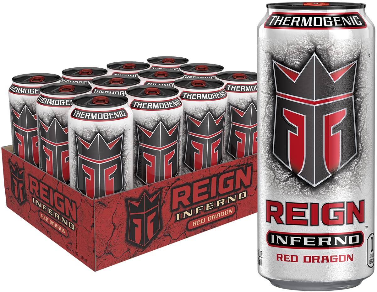Reign Inferno Red Dragon， Thermogenic Fuel， Fitness and Performance Drink， 16 Fl Oz (Pack of 12) - Image 1